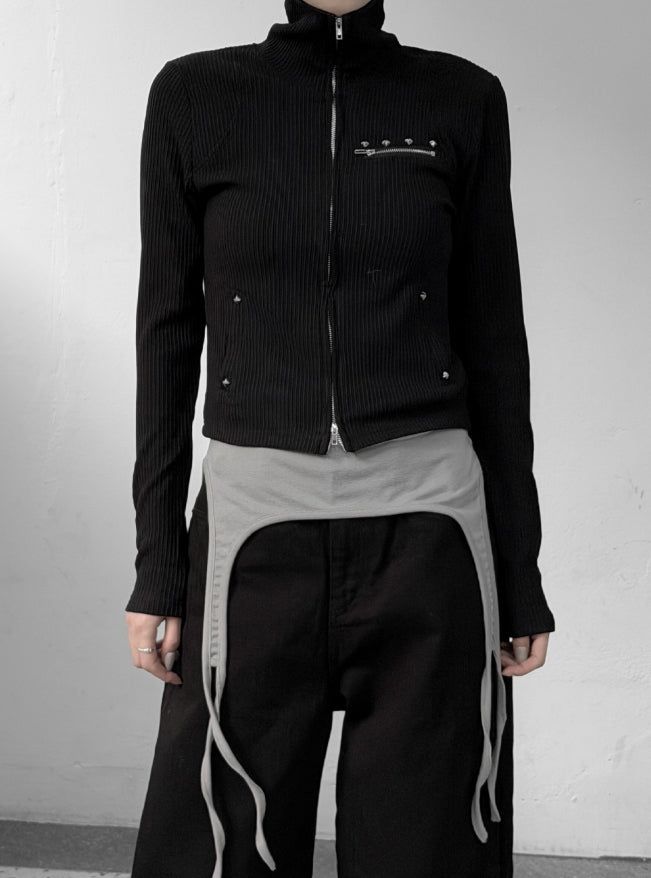 Meryl Stud Two-Way Zip-Up