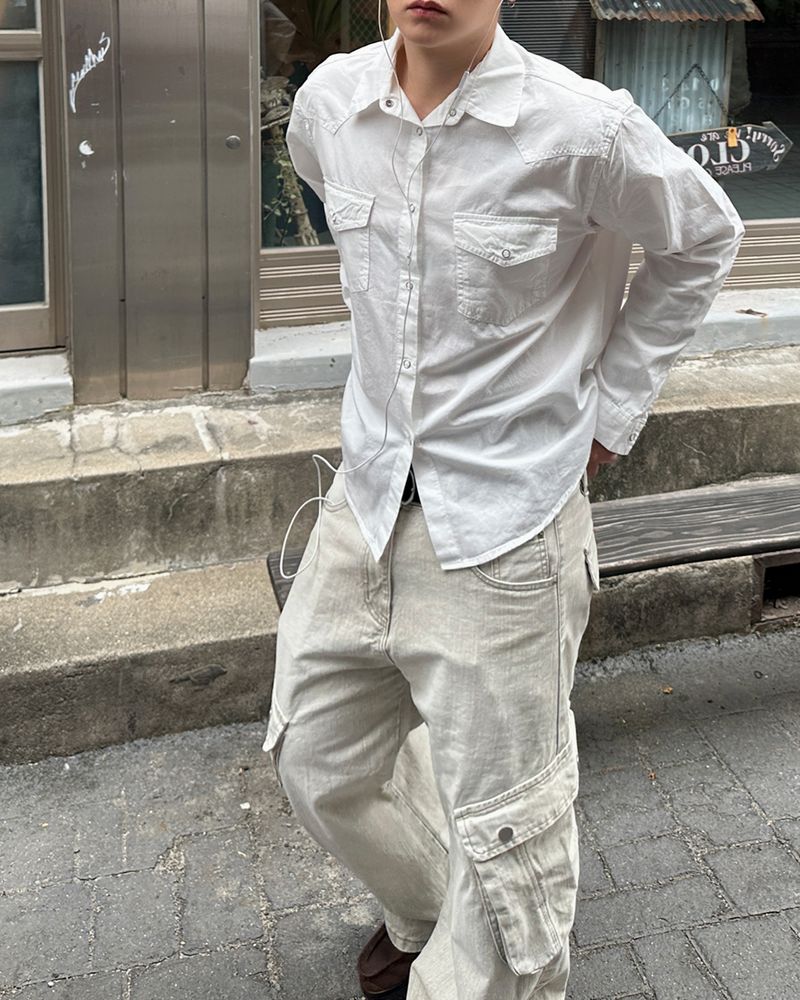 No.1873 curved western SHIRT (3color)