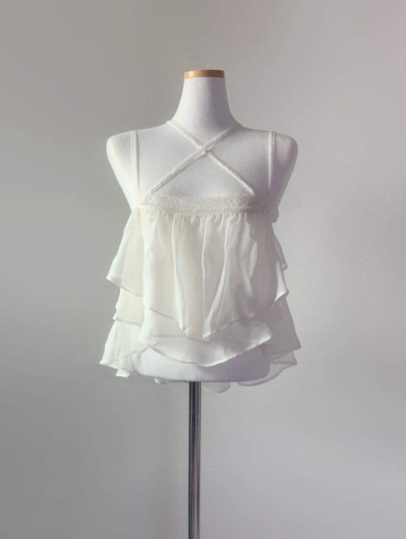 ining strap frill top (ivory)