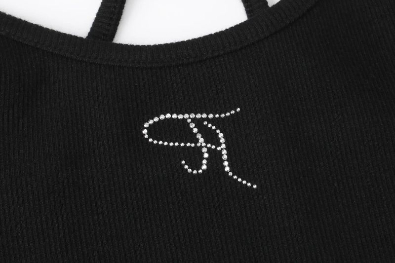 【即日発送】Jewel cross back tank top - black