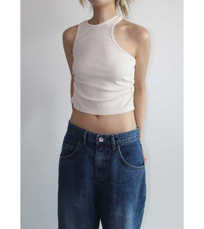 CUT OUT SHIRRING SLEEVELESS