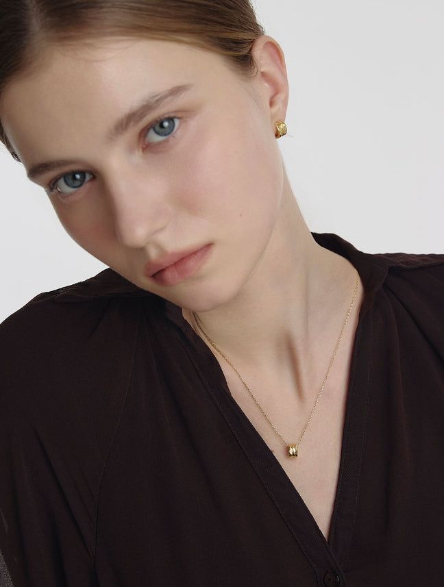 26SS★ Triple Silver Cutout Necklace S