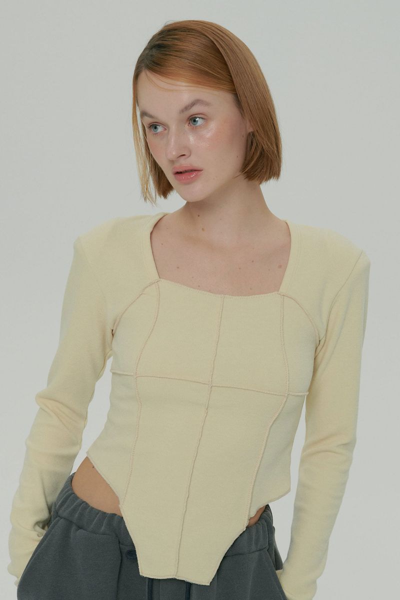 SOFT SQUARE NECK TOP / YELLOW