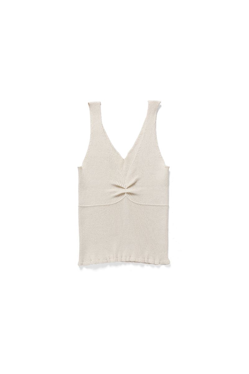 Lily frill sleeveless knit_ivory