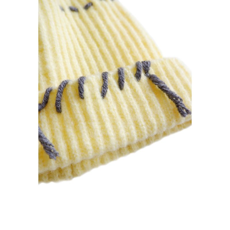Hand Stitch Detail Beanie / Lemon
