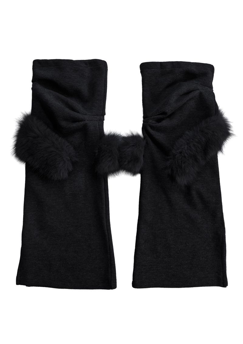  CURVED FUR LEG WARMERS . BLACK