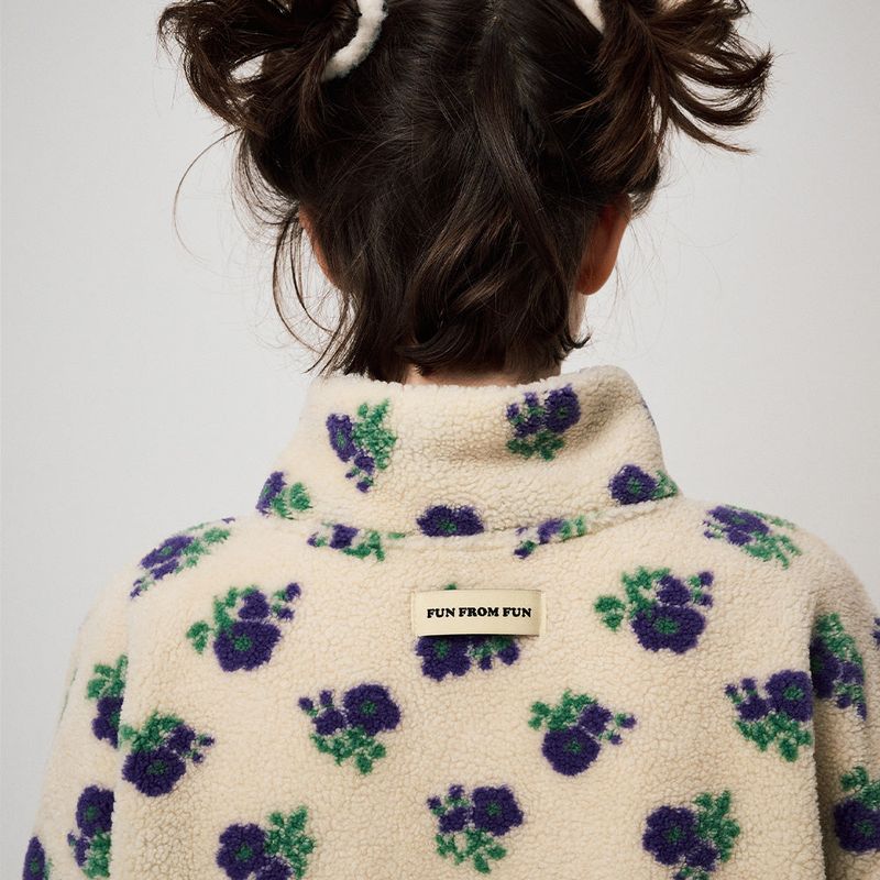 HALF ZIP FLEECE PULLOVER, FLORAL