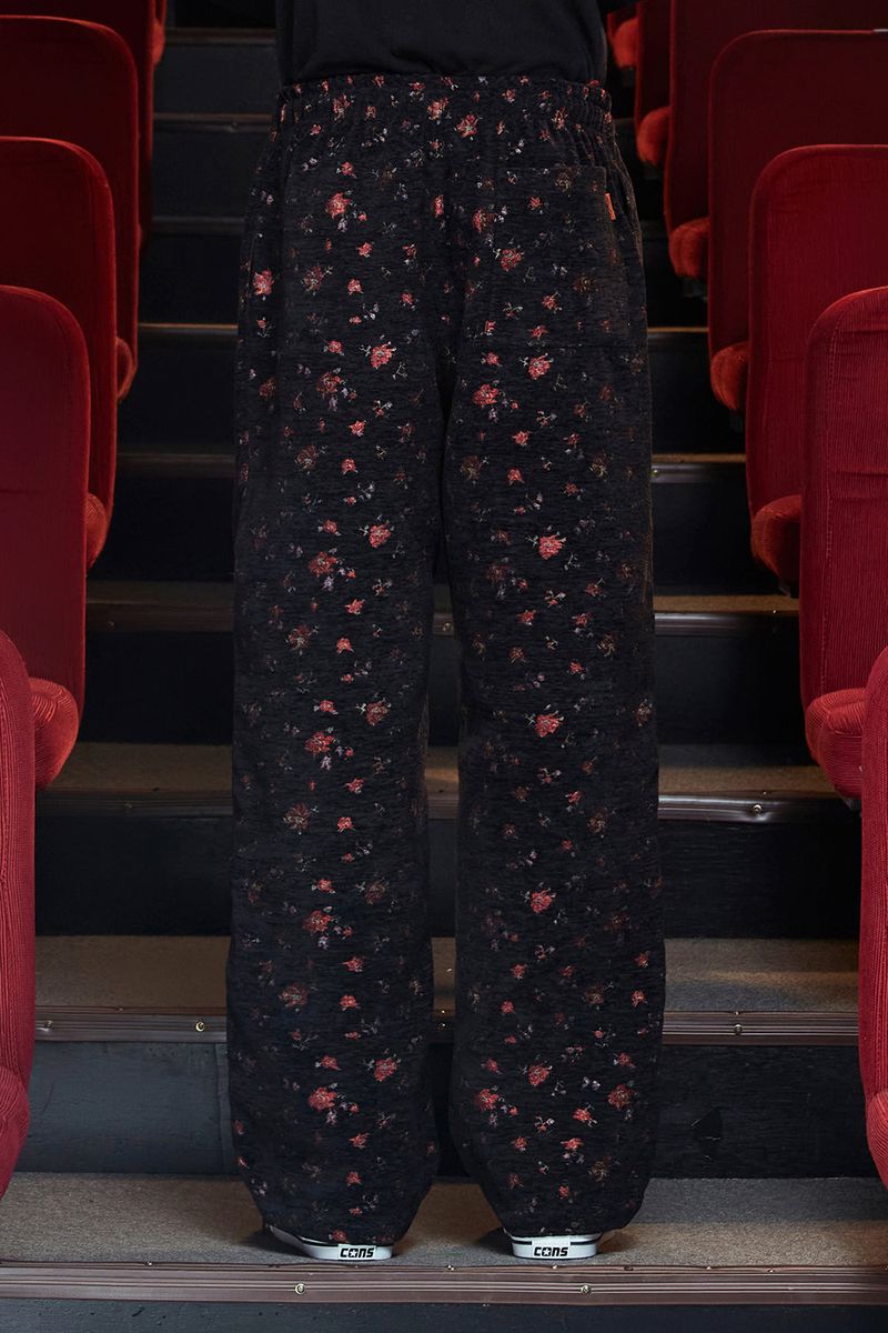 FLORAL JACQUARD PANTS / BLACK