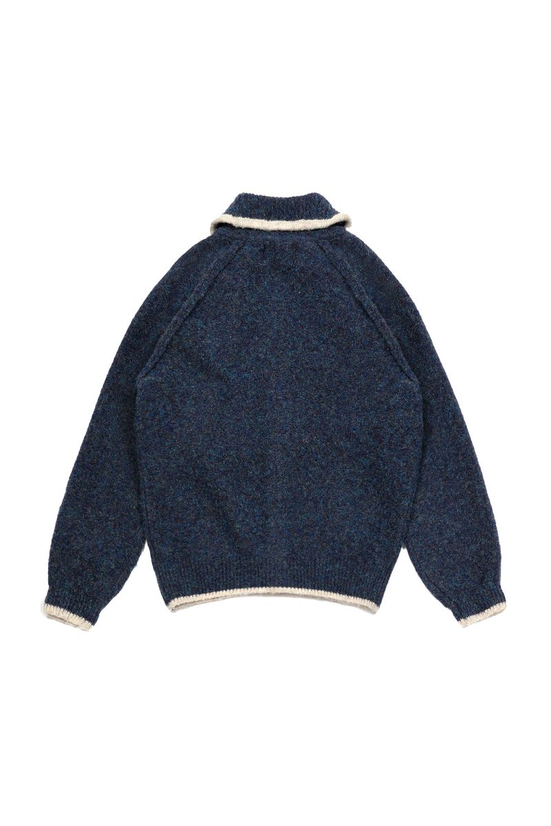 Flower Color Knit Cardigan [Navy]