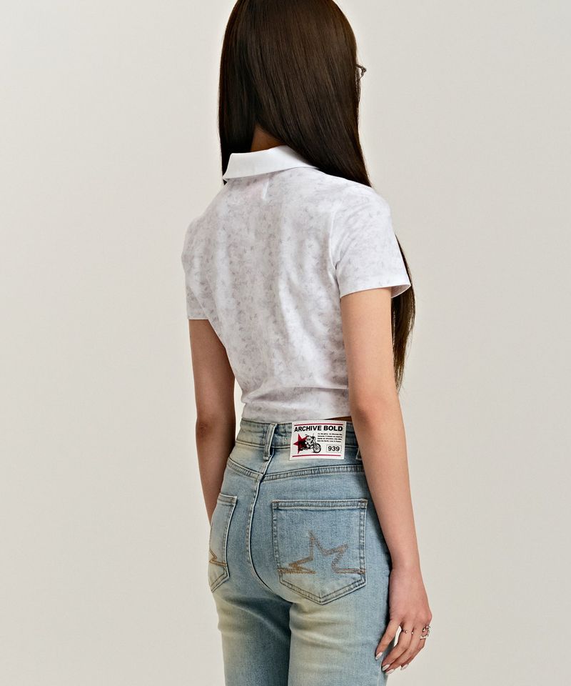939 LOGO COLLAR CROP TOP (FLOWER)