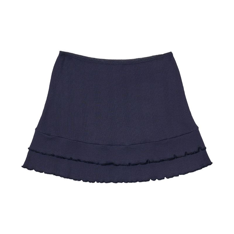 Wave Frill Cotton Skirt_Navy