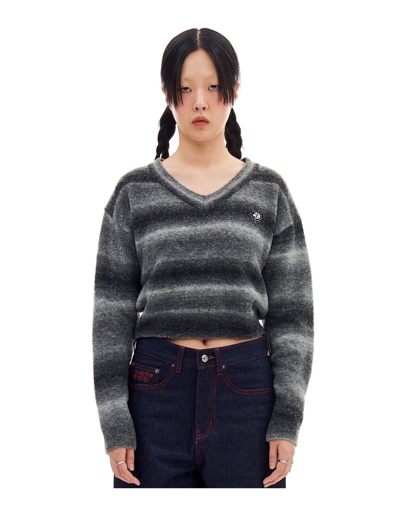 ARCHIVE BOLD(アーカイブボールド)の「HAIRY STRIPE CROP KNIT (BLACK)(Tops)」