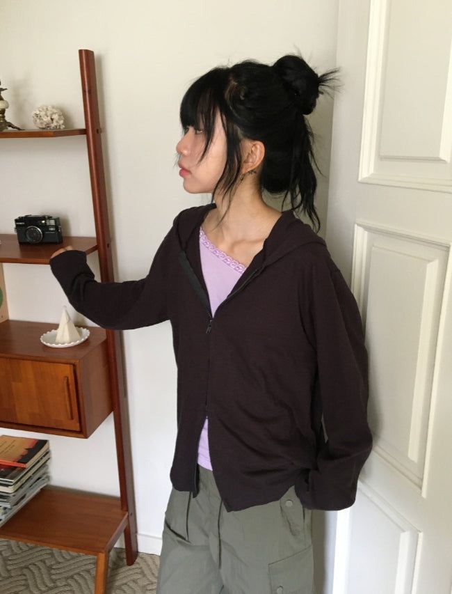 BAON（バオン）の「[unisex] Nevea Basic Slub Two-Way Hood Zip-Up（Tops）」