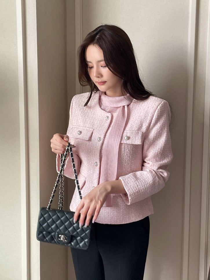 iam mari（アイアム マリ）の「Schuet Round No-Collar Pearl Tweed Jacket（Jackets/Outerwear）」