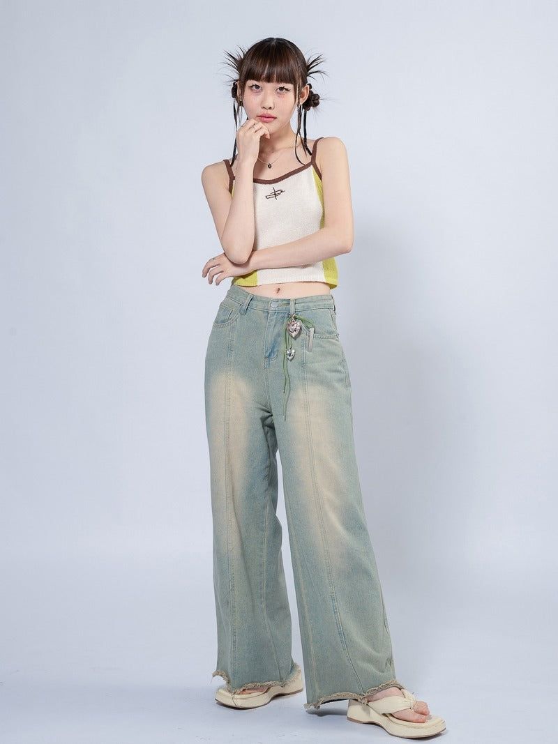 NASH 2 COLOR KNIT TOP _ LIME
