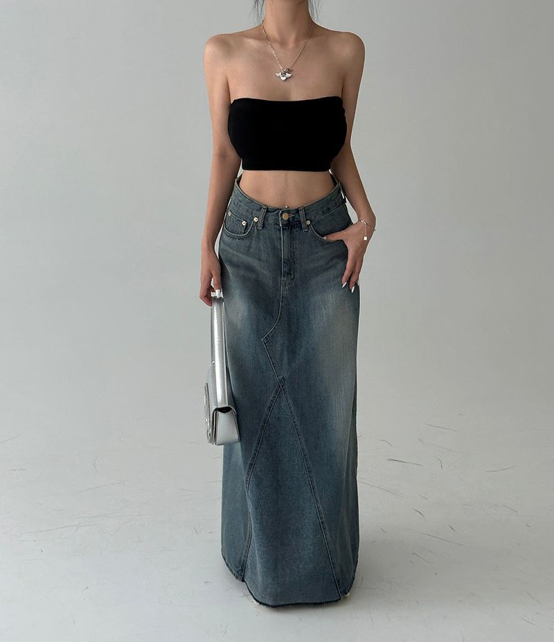 Denim Maxi Long Skirt