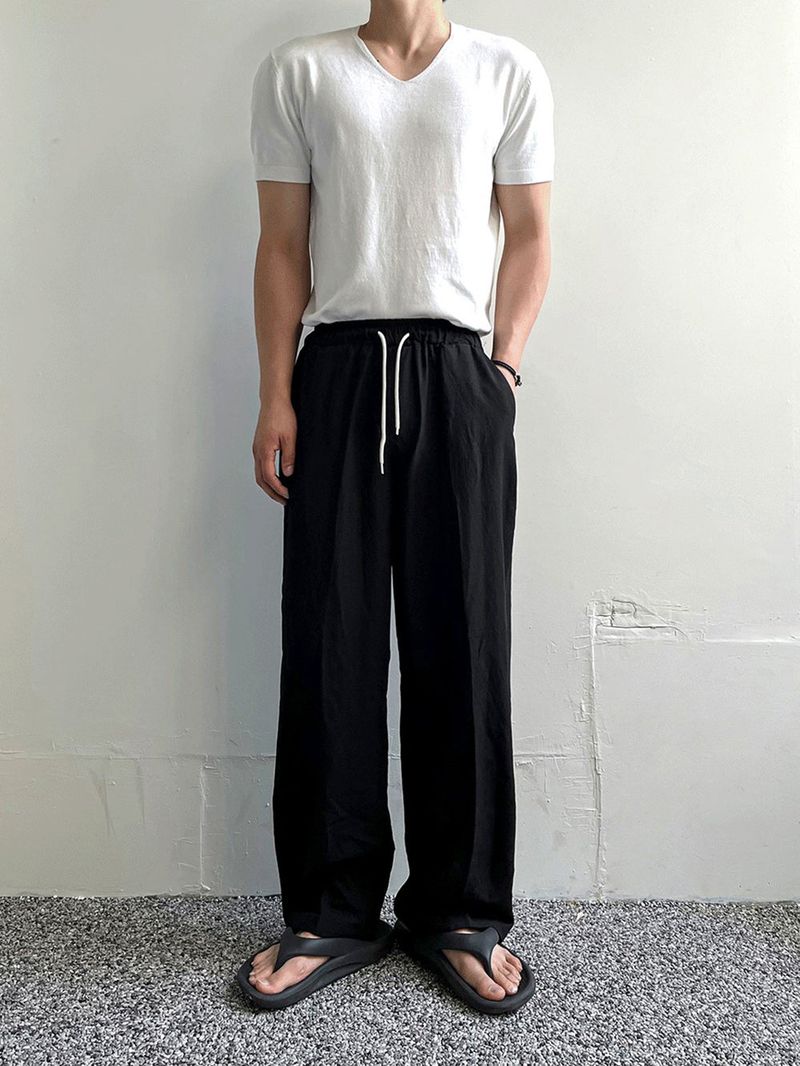 ice linen banding pants