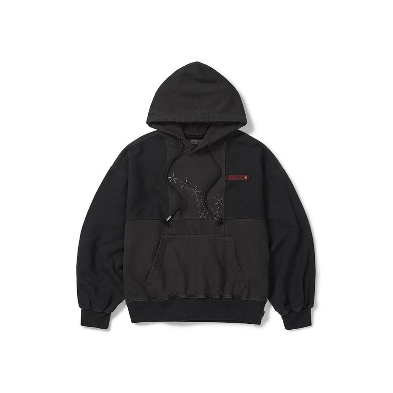 Grid hoodie / Washed black