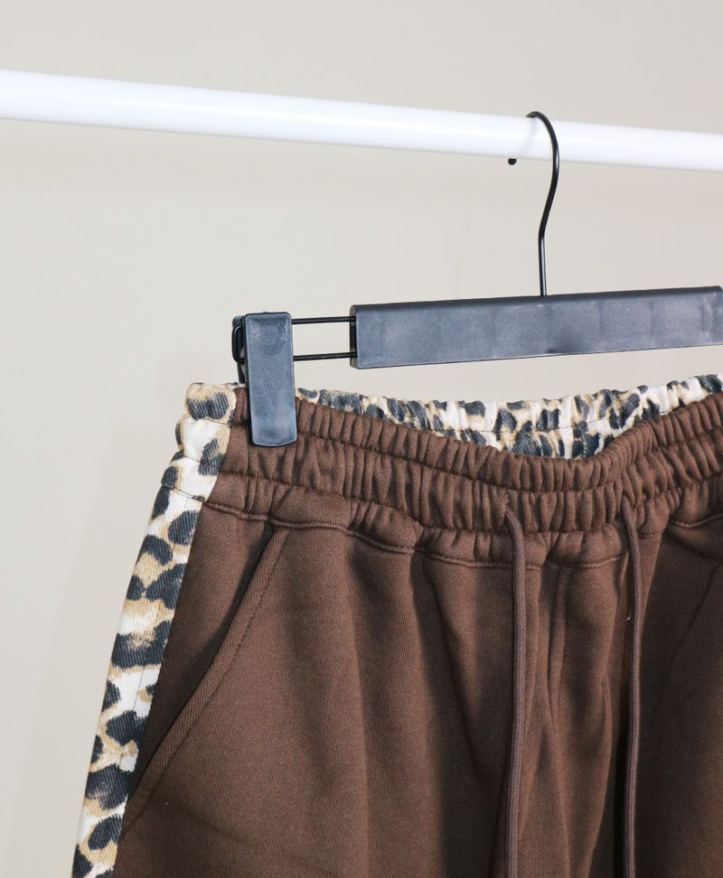 Leopard leopard print diagonal coloring track jogger pants