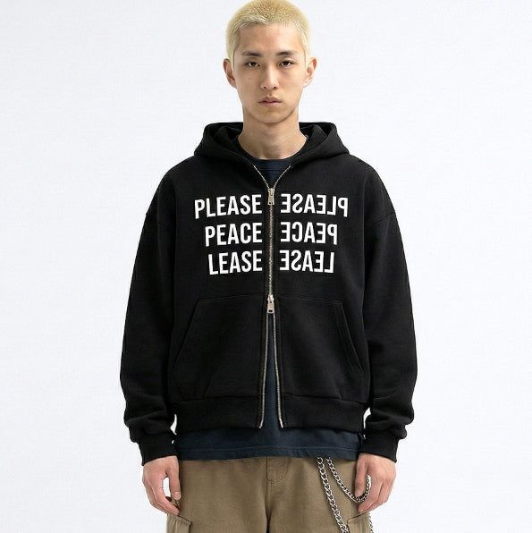 UNDEROFF（アンダーオフ）の「2-way Crop Fit Typo Hooded Zip-up Black（Tops）」