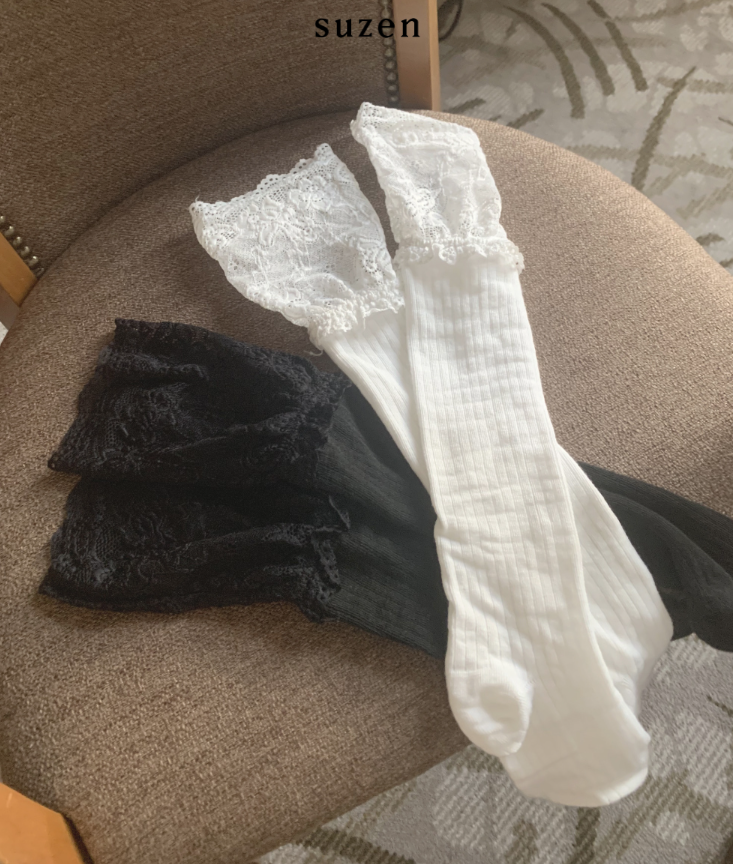 nonon lace knee socks (2color)