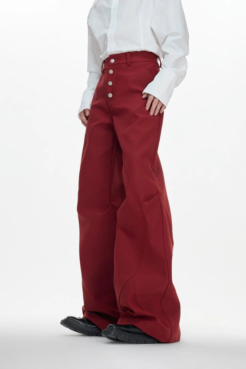 Pleated Flared Tailored Trousers