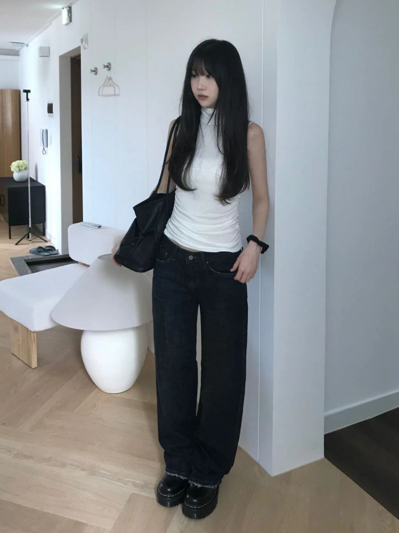 Turtleneck Shirring Sleeveless Top (3 colors)