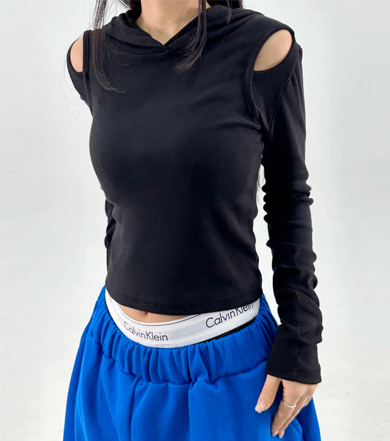 SHOULDER SLIT + HOOD♥ - 4 COLORS