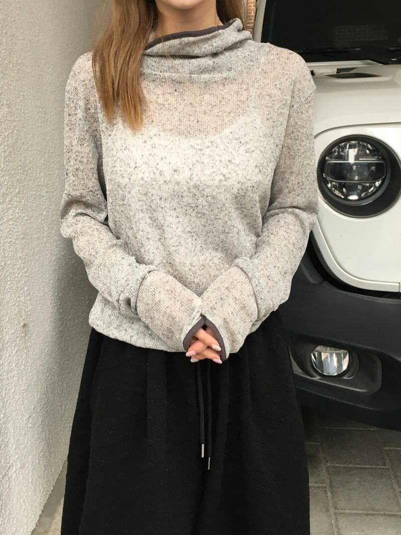 Slender Button Hoodie Knit (3c)