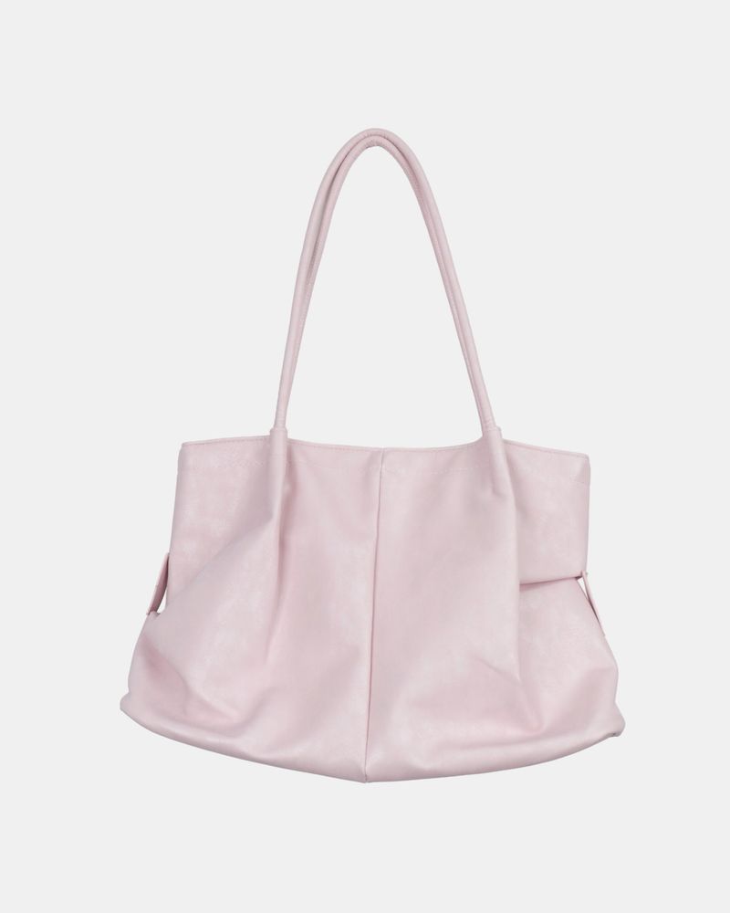 Pecan Leather Shirring Shoulder Bag