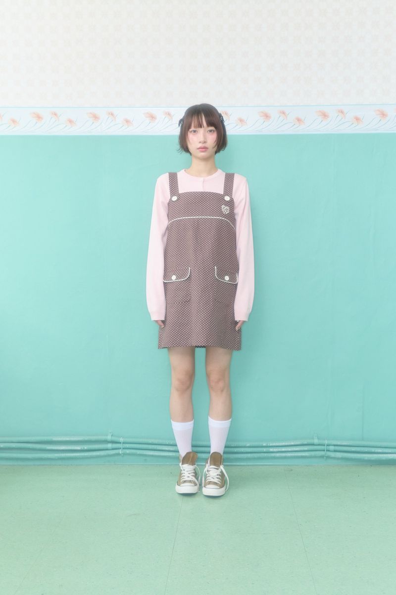 DOLLY BUTTON MINI DRESS (BROWN)