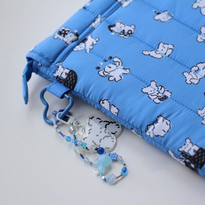 Padded Pouch Laptop Tablet Pouch White Dog
