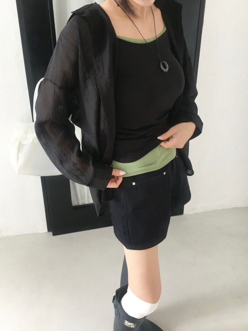 Airy shell see-through shirt (7c)