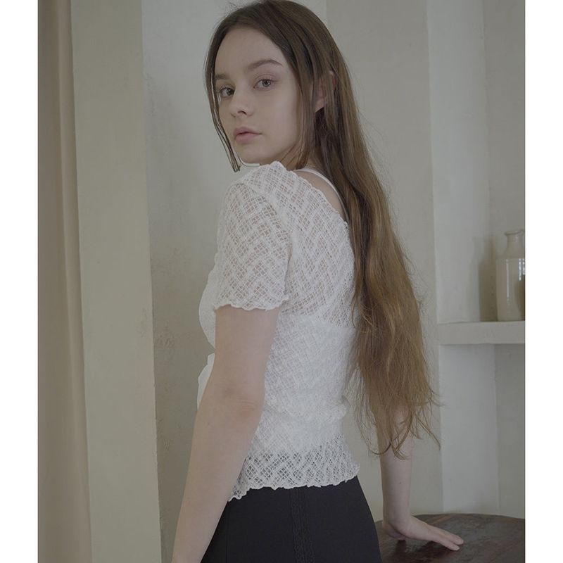 LACE RIBBON TOP-WHITE