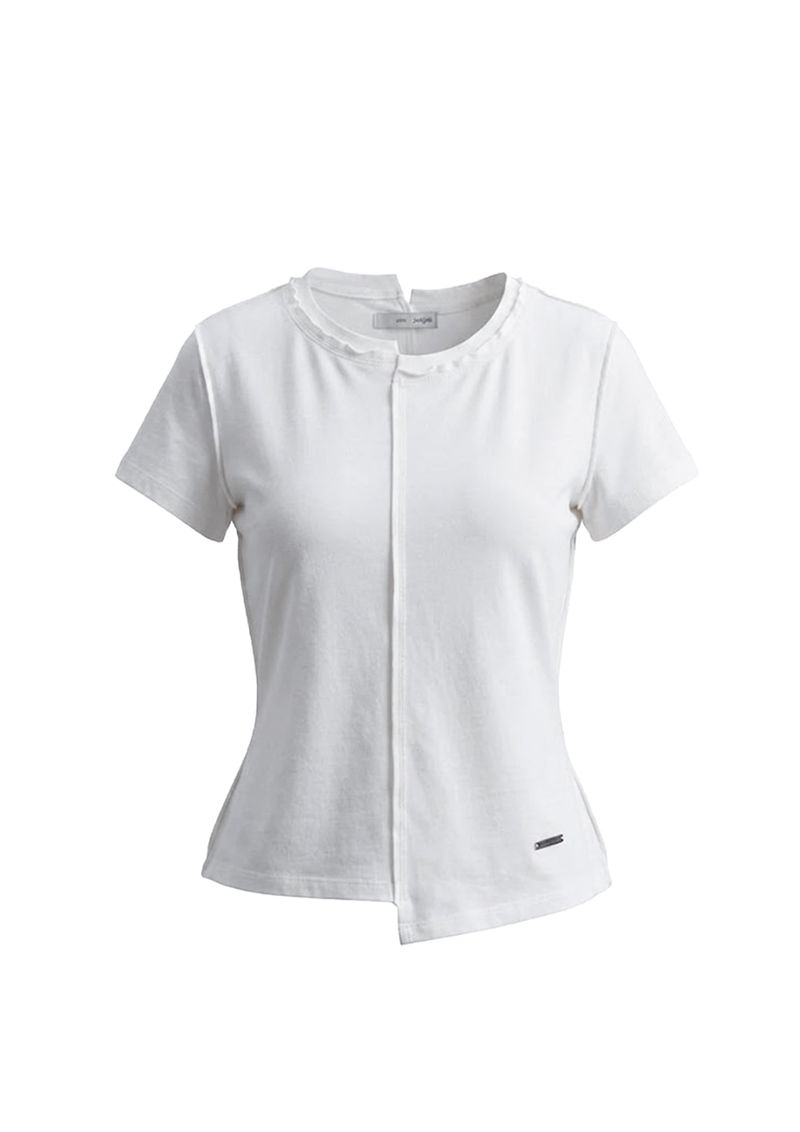 OFFSET HALF RAW TEE . WHITE