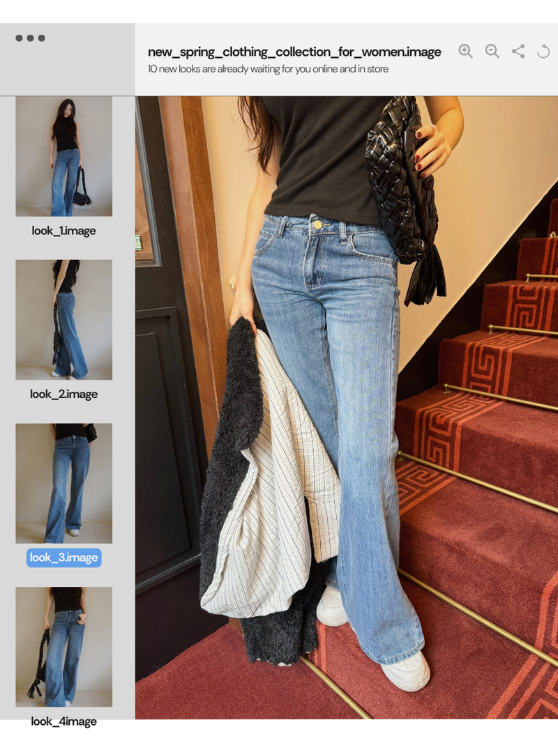 low semi-long denim pants