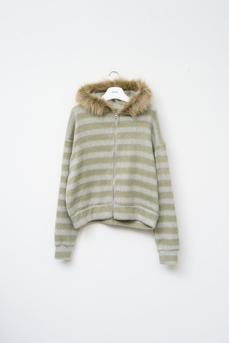 Fury Fur Striped Zip Hoodie