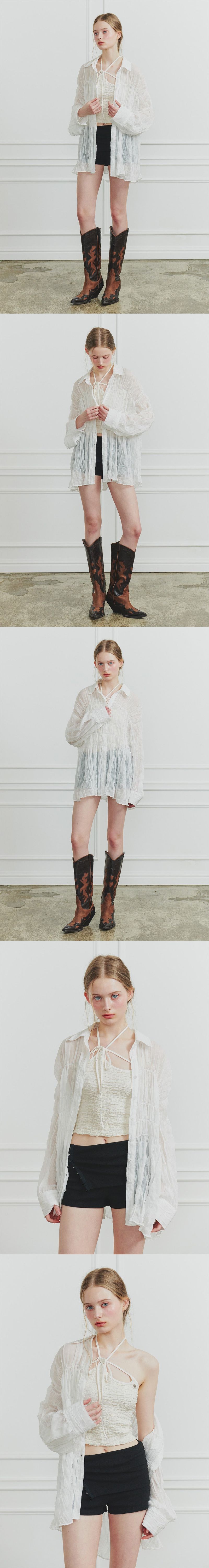 MEMORY SHIRRING SHIRT white