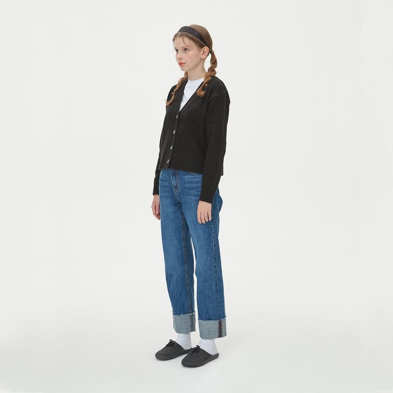 WOOL CROP KNIT CARDIGAN_BLACK