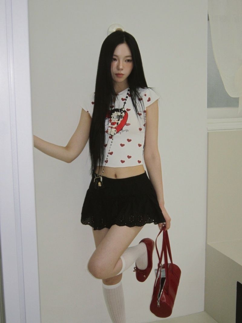 Black Lady Punching Mini Skirt