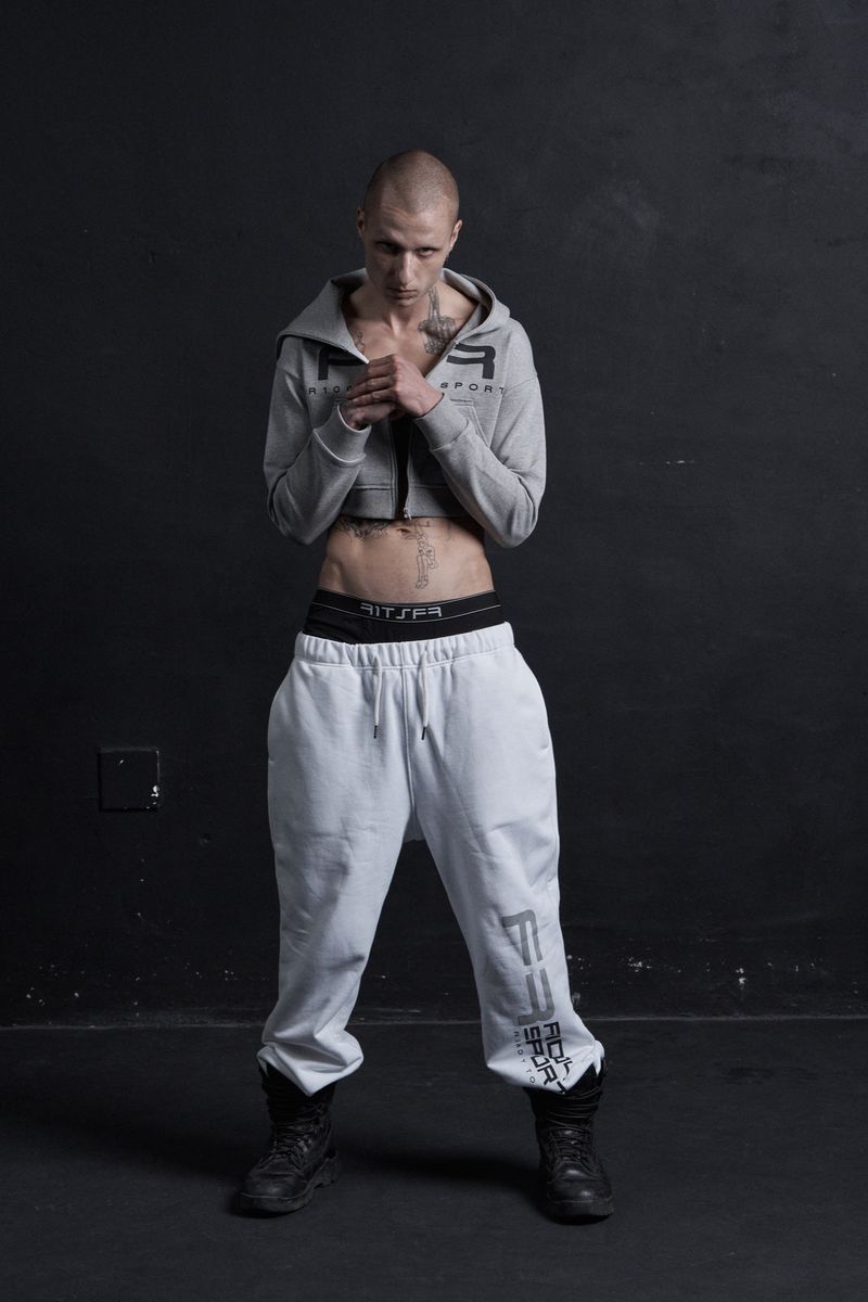 FR CROP HOODIE ZIP-UP GRAY
