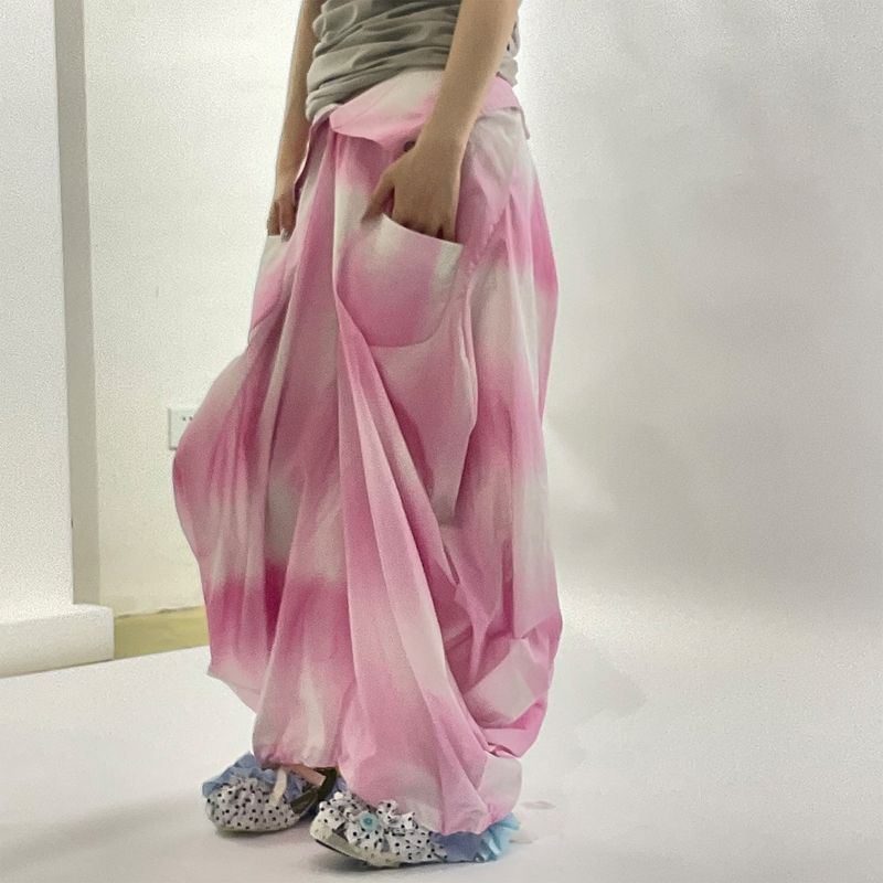 gradient pink fatty,saggy pants