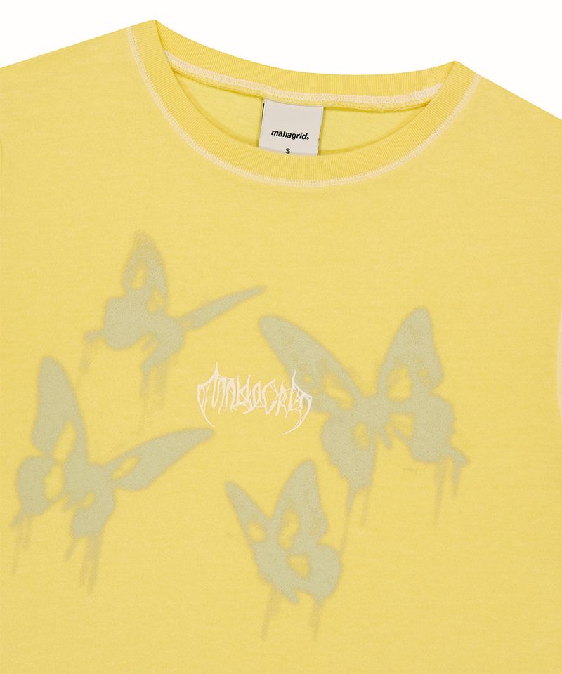 PIGMENT BUTTERFLY GOTH CROP TEE_YELLOW