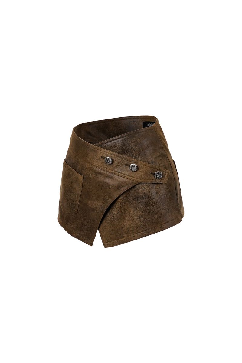 BELT WRAP SKIRT[brown]