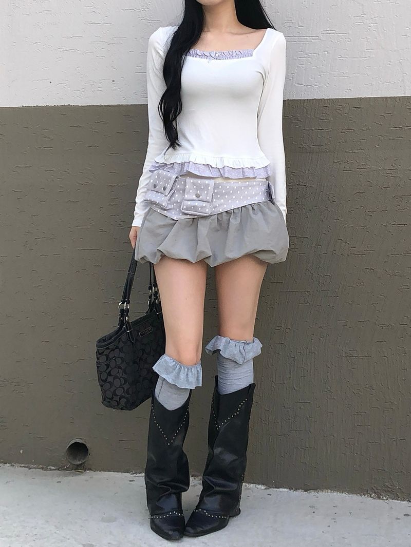 Rive Dot Frill Square Top