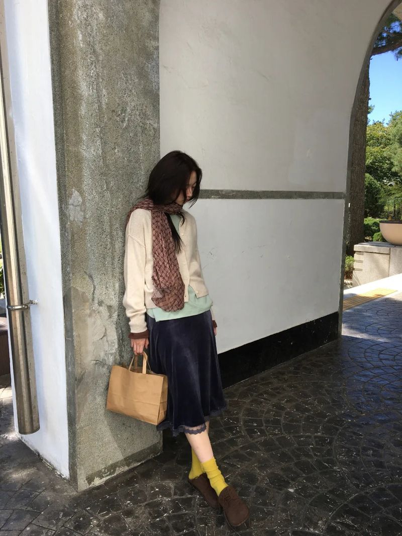 Kiki Pleated Check Scarf (2color)