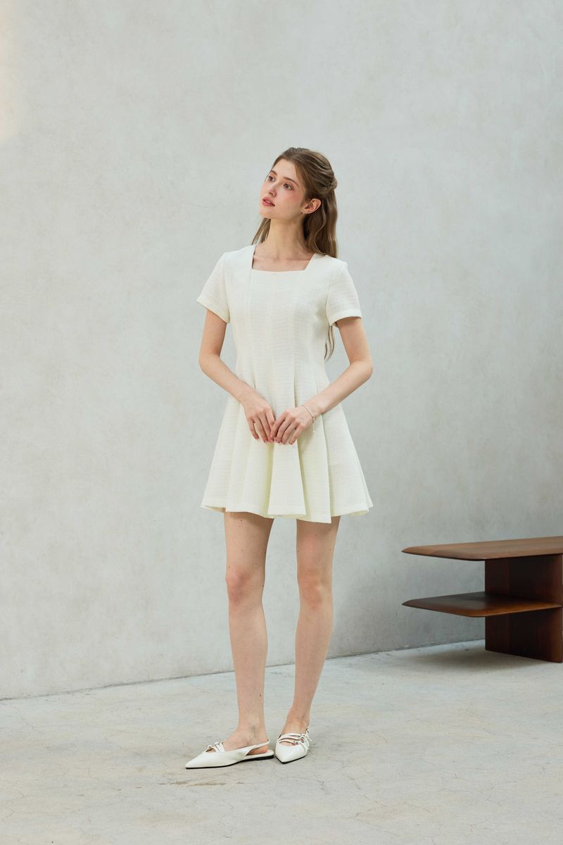LANI TWEED DRESS / WHITE