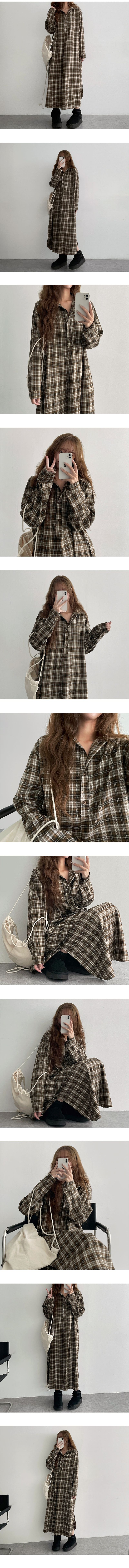 [High quality!] Ritom Thin Checkered Long Dress (2 colors)