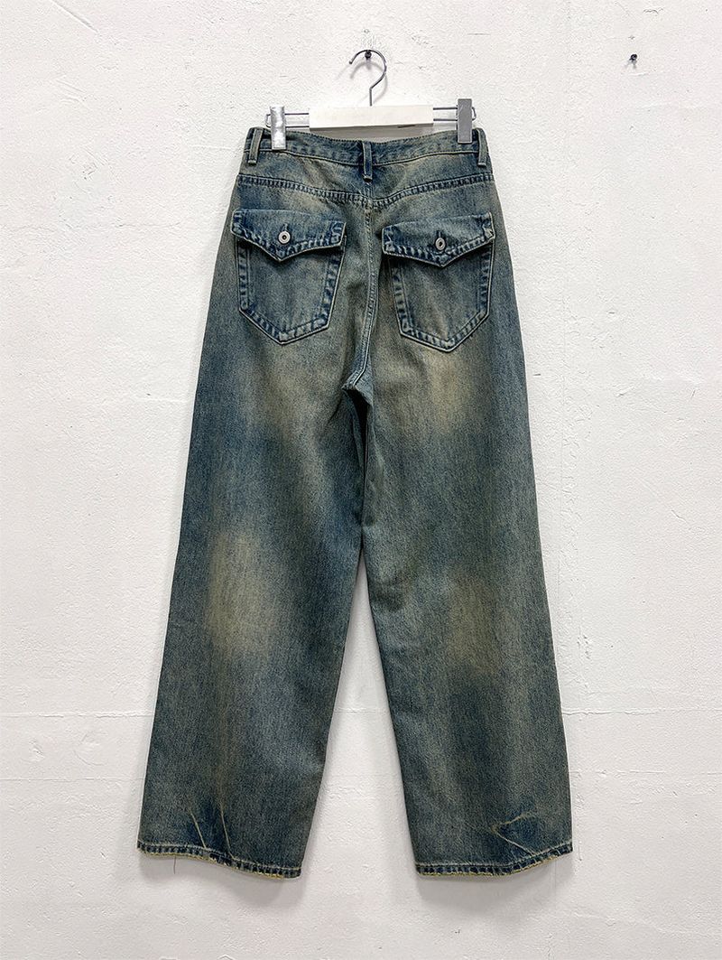 BACK POCKET WIDE JEANS
