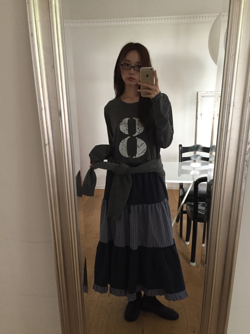 Caro Patchwork Long Skirt (2color)